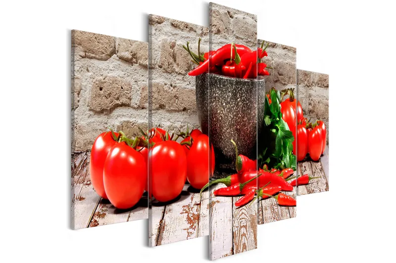 Billede Red Vegetables 5 Parts Brick Wide 100x50, Artgeist sp. z o. o.