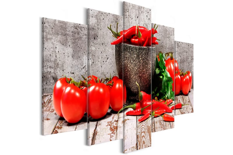 Billede Red Vegetables 5 Parts Concrete Wide 200x100, Artgeist sp. z o. o.