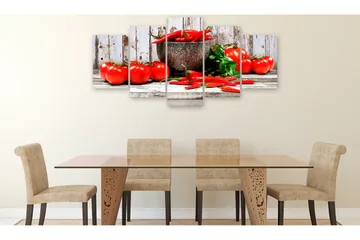 Billede Red Vegetables 5 Parts Wood Wide 200x100 - Artgeist sp. z o. o. - Boligtilbehør - Billeder & kunst - Billeder på lærred