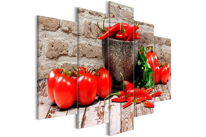 Billede Red Vegetables 5 Parts Brick Wide 200x100, Artgeist sp. z o. o.