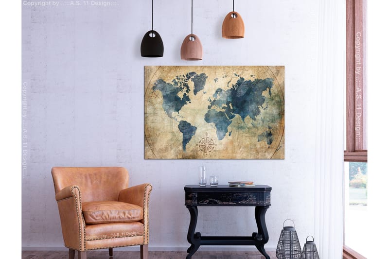 Billede Retro Map (1 del) Bred 90x60, Artgeist sp. z o. o.