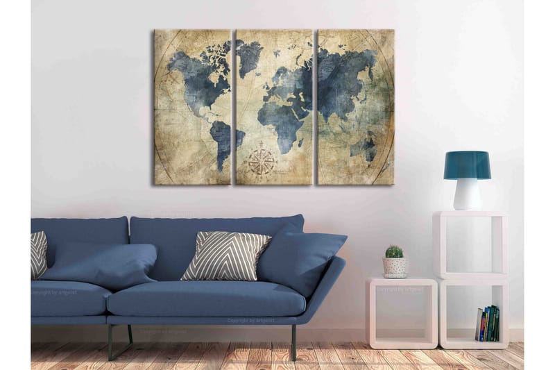 Billede Retro Map 3 Parts 90x60 - Artgeist sp. z o. o. - Boligtilbehør - Billeder & kunst - Billeder på lærred