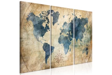 Billede Retro Map 3 Parts 120x80 - Artgeist sp. z o. o. - Boligtilbehør - Billeder & kunst - Billeder på lærred