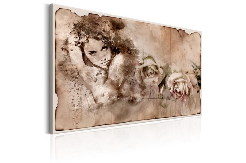 Billede Retro stil: Woman and Roses 90x60 - Artgeist sp. z o. o. - Boligtilbehør - Billeder & kunst - Billeder på lærred