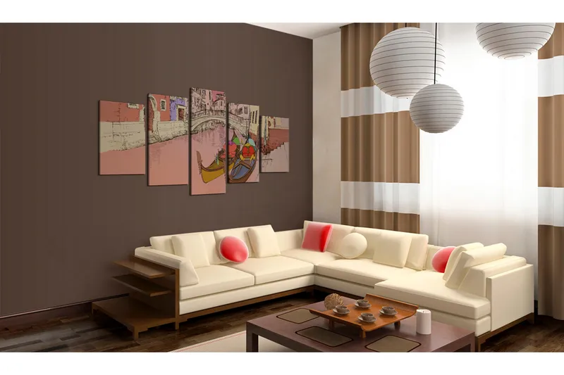 Billede Romantic Gondolas 5 Pieces 200x100 - Artgeist sp. z o. o. - Boligtilbehør - Billeder & kunst - Billeder på lærred