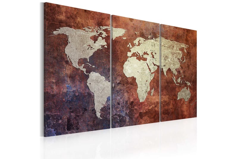 Billede Rusty Verdenskort Triptyken 120x80, Artgeist sp. z o. o.