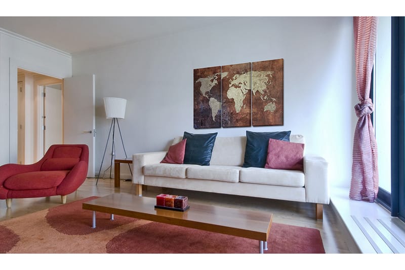 Billede Rusty Verdenskort Triptyken 60x40 - Artgeist sp. z o. o. - Boligtilbehør - Billeder & kunst - Billeder på lærred