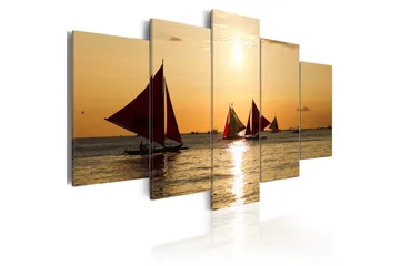 Billede Sailbloats At Dusk 200x100 - Artgeist sp. z o. o. - Boligtilbehør - Billeder & kunst - Billeder på lærred