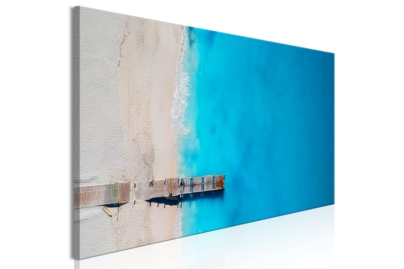 Billede Sea and Wooden Bridge (1 del) Smal blå 150x50 - Artgeist sp. z o. o. - Billeder på lærred