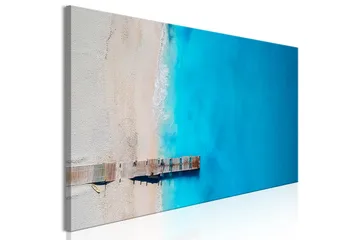 Billede Sea and Wooden Bridge (1 del) Smal blå 150x50 - Artgeist sp. z o. o. - Boligtilbehør - Billeder & kunst - Billeder på lærred