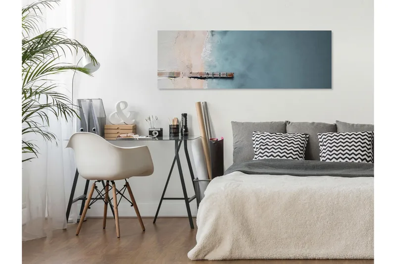 Billede Sea and Wooden Bridge (1 del) Smal Grå 120x40, Artgeist sp. z o. o.