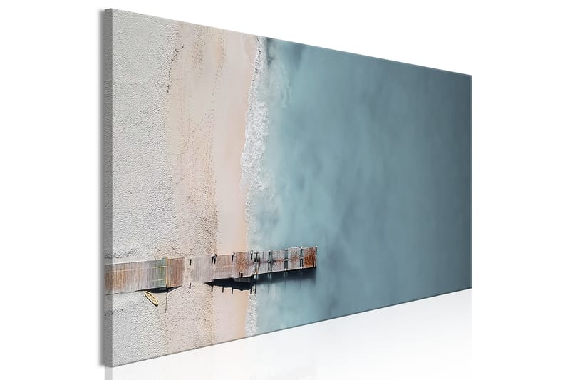 Billede Sea and Wooden Bridge (1 del) Smal Grå 135x45 - Artgeist sp. z o. o. - Boligtilbehør - Billeder & kunst - Billeder på lærred