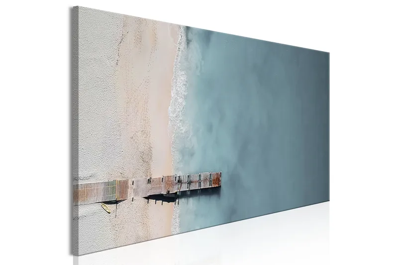 Billede Sea and Wooden Bridge (1 del) Smal Grå 135x45 - Artgeist sp. z o. o. - Boligtilbehør - Billeder & kunst - Billeder på lærred