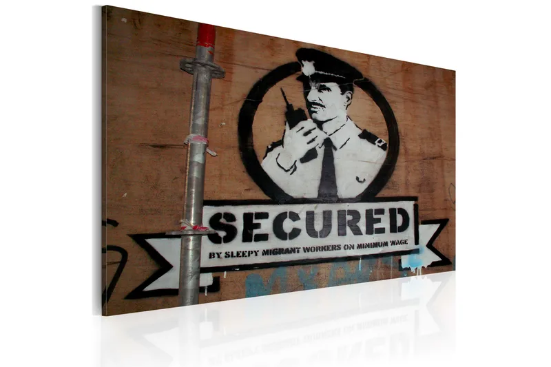 Billede Secured Banksy 60x40 - Artgeist sp. z o. o. - Boligtilbehør - Billeder & kunst - Billeder på lærred