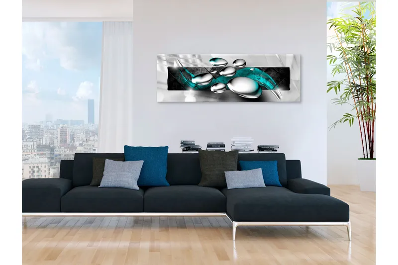 Billede Shiny Stones (1 del) Smal turkis 135x45, Artgeist sp. z o. o.