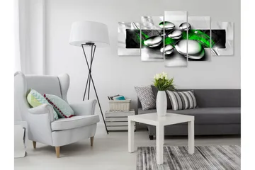 Billede Shiny Stones 5 Parts Wide Green 100x50 - Artgeist sp. z o. o. - Boligtilbehør - Billeder & kunst - Billeder på lærred