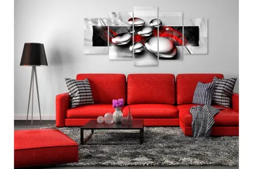 Billede Shiny Stones 5 Parts Wide Red 200x100 - Artgeist sp. z o. o. - Boligtilbehør - Billeder & kunst - Billeder på lærred