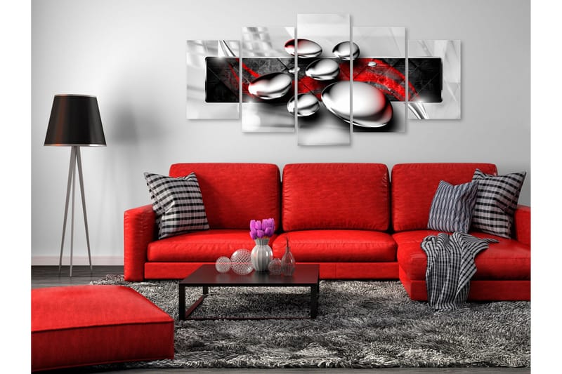 Billede Shiny Stones 5 Parts Wide Red 100x50 - Artgeist sp. z o. o. - Boligtilbehør - Billeder & kunst - Billeder på lærred