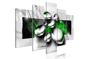 Billede Shiny Stones 5 Parts Wide Green 100x50 - Artgeist sp. z o. o. - Boligtilbeh ør - Billeder & kunst - Billeder på lærred