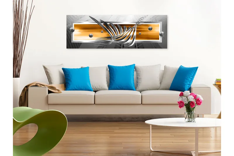 Billede Silver Wings (1 del) Smal orange 120x40, Artgeist sp. z o. o.