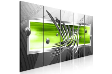 Billede Silver Wings 5 Parts Narrow Green 225x90 - Artgeist sp. z o. o. - Boligtilbehør - Billeder & kunst - Billeder på lærred