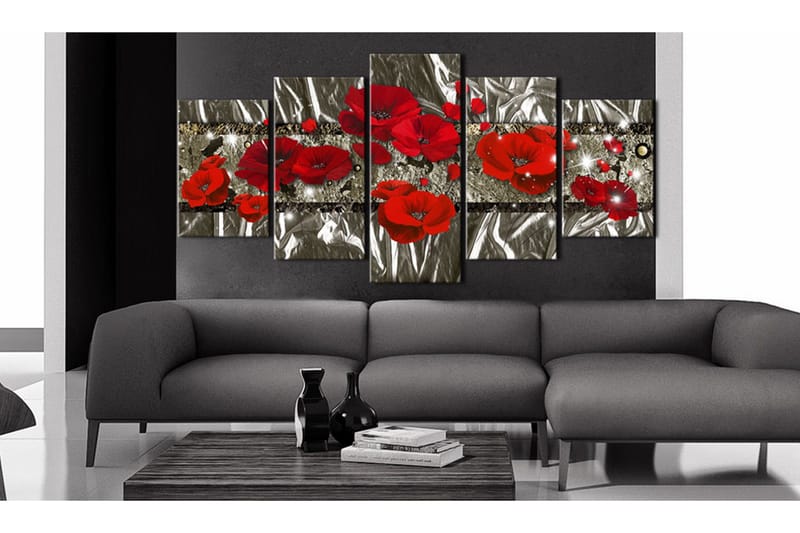 Billede Silver Poppies 100x50 - Artgeist sp. z o. o. - Boligtilbehør - Billeder & kunst - Billeder på lærred