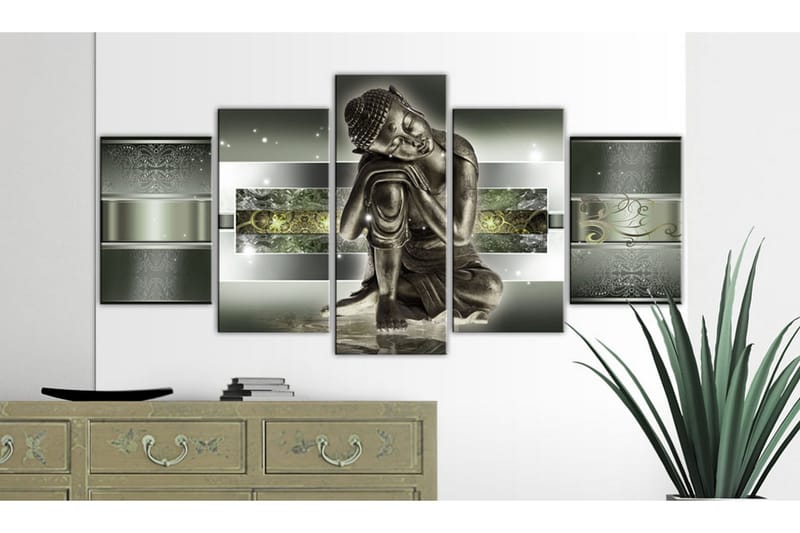 Billede Sleeping Buddha In Greens 100x50 - Artgeist sp. z o. o. - Boligtilbehør - Billeder & kunst - Billeder på lærred