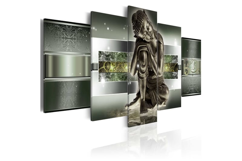 Billede Sleeping Buddha In Greens 100x50 - Artgeist sp. z o. o. - Boligtilbehør - Billeder & kunst - Billeder på lærred