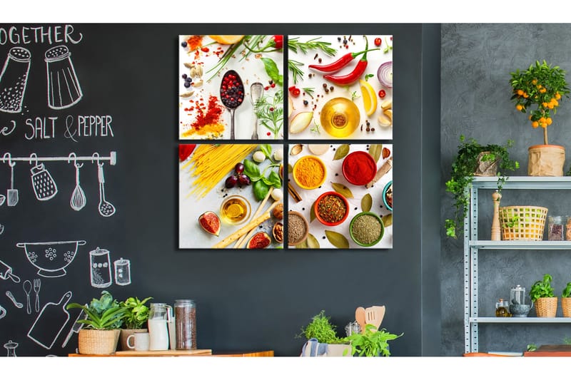 Billede Spices Of The World 4 Parts 60x60 - Artgeist sp. z o. o. - Boligtilbehør - Billeder & kunst - Billeder på lærred