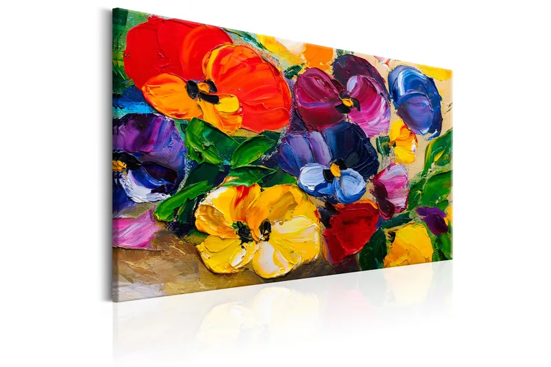 Billede Spring Pansies 90x60 - Artgeist sp. z o. o. - Boligtilbehør - Billeder & kunst - Billeder på lærred
