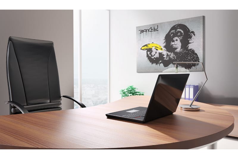 Billede Stop Eller Aben Skyder! Banksy 60x40 - Artgeist sp. z o. o. - Boligtilbehør - Billeder & kunst - Billeder på lærred