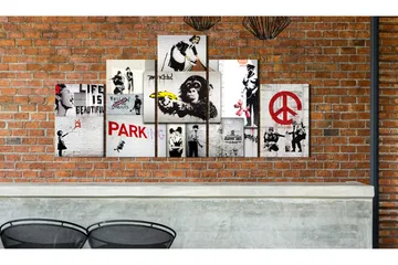 Billede Street Crimes Banksy Art 200x100 - Artgeist sp. z o. o. - Boligtilbehør - Billeder & kunst - Billeder på lærred