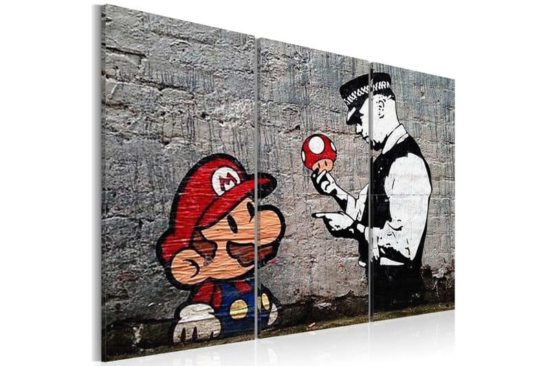 Billede Super Mario Mushroom Cop By Banksy 90x60 - Artgeist sp. z o. o. - Boligtilbehør - Billeder & kunst - Billeder på lærred