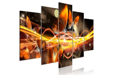 Billede Swarm Of Butterflies 5 Parts Wide Orange 100x50 - Artgeist sp. z o. o. - Boligtilbehør - Billeder & kunst - Billeder på lærred