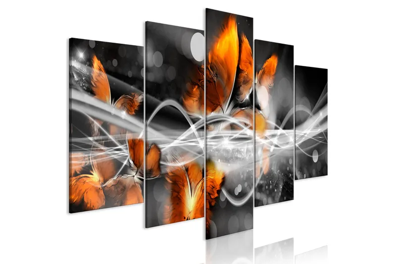 Billede Swarm Of Butterflies 5 Parts Wide Grey 100x50, Artgeist sp. z o. o.