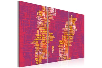 Billede Text Kort Over Sverige Lyserød Baggrund 60x40 - Artgeist sp. z o. o. - Boligtilbehør - Billeder & kunst - Billeder på lærred