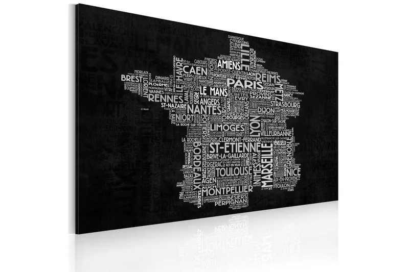 Billede Text Map Of France On The Blackboard 60x40, Artgeist sp. z o. o.