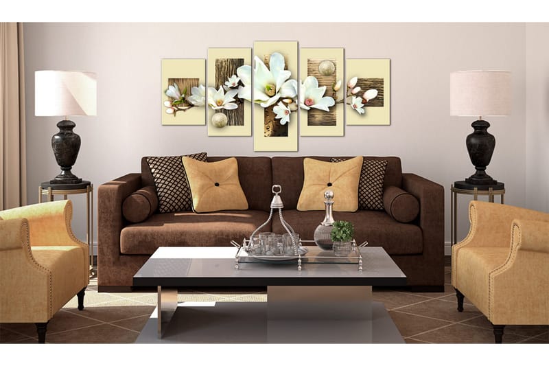 Billede Texture And Magnolia 100x50 - Artgeist sp. z o. o. - Boligtilbehør - Billeder & kunst - Billeder på lærred