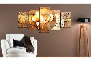 Billede The Secret Of Calla Lily Gold 200x100 - Artgeist sp. z o. o. - Boligtilbehør - Billeder & kunst - Billeder på lærred