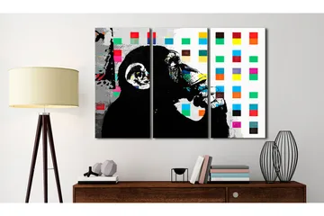 Billede The Thinker Monkey By Banksy 120x80 - Artgeist sp. z o. o. - Boligtilbehør - Billeder & kunst - Billeder på lærred