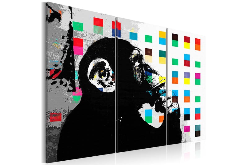 Billede The Thinker Monkey By Banksy 120x80 - Artgeist sp. z o. o. - Boligtilbehør - Billeder & kunst - Billeder på lærred