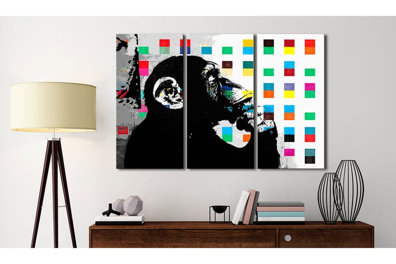 Billede The Thinker Monkey By Banksy 90x60 - Artgeist sp. z o. o. - Boligtilbehør - Billeder & kunst - Billeder på lærred