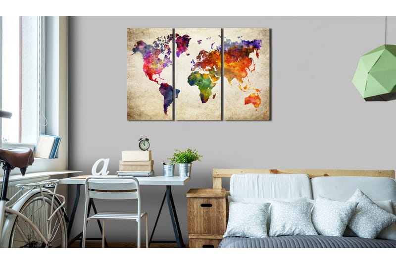 Billede The World's Map In Watercolor 120x80 - Artgeist sp. z o. o. - Boligtilbehør - Billeder & kunst - Billeder på lærred