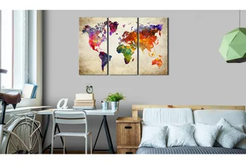 Billede The World's Map In Watercolor 90x60 - Artgeist sp. z o. o. - Boligtilbehør - Billeder & kunst - Billeder på lærred