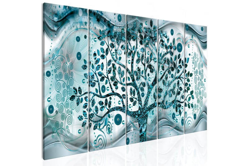 Billede Tree And Waves 5 Parts Blue 200x80, Artgeist sp. z o. o.