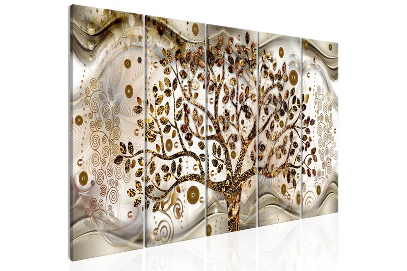 Billede Tree And Waves 5 Parts Brown 200x80, Artgeist sp. z o. o.