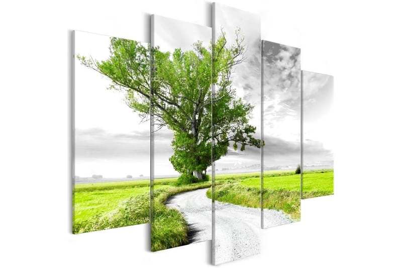 Billede Tree Near The Road 5 Parts Green 100x50, Artgeist sp. z o. o.