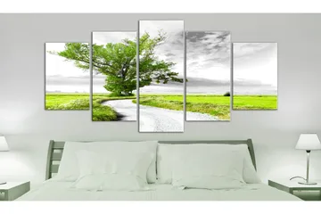 Billede Tree Near The Road 5 Parts Green 100x50 - Artgeist sp. z o. o. - Boligtilbehør - Billeder & kunst - Billeder på lærred