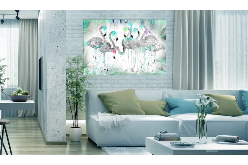 Billede Turquoise Flamingoes 90x60, Artgeist sp. z o. o.