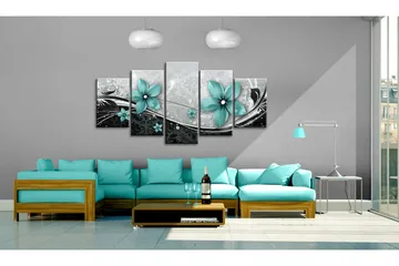 Billede Turquoise Flower Of Night 200x100 - Artgeist sp. z o. o. - Boligtilbehør - Billeder & kunst - Billeder på lærred